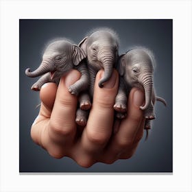 Elephants In The Hand Canvas Print