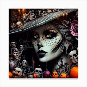 Halloween Window Art Canvas Print