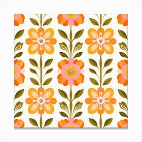 Orange And Yellow Floral Pattern Leinwandbilder