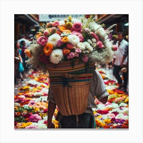 Flower Seller In Mexico City Canvas Print