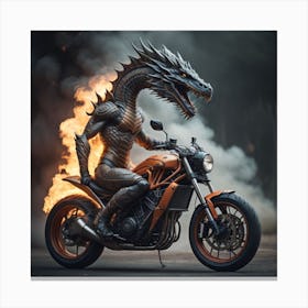 Dragon On Motorcycle 01 Canvas Print