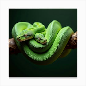 A Stunning Emerald Tree Boa Coiled On A Branch 2 Canvas Print