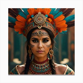 Beautiful Aztec Woman Portrait Canvas Print