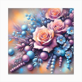 Roses And Pearls 1 Canvas Print