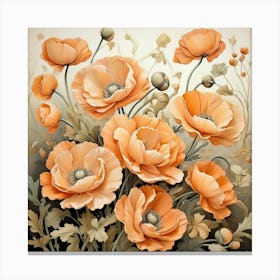 Apricot Poppies Art Print 2 Canvas Print