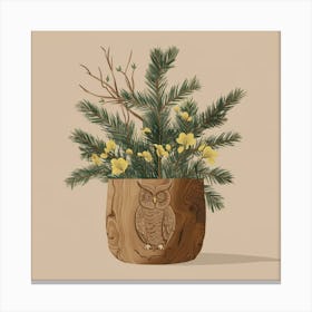 Owl In A Pot 1 Canvas Print