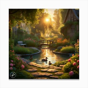 Sunset In The Garden Canvas Print