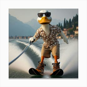 Duck On Skis Canvas Print