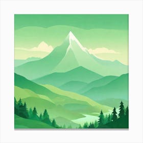 Misty mountains background in green tone 83 Canvas Print