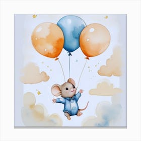 Mouse Flying In The Sky Canvas Print