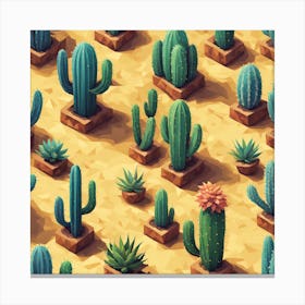 Isometric Cactus Canvas Print