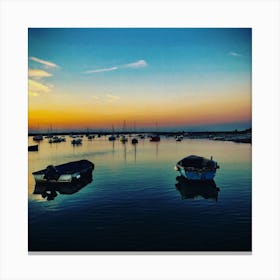 Boats At Sunset Canvas Print