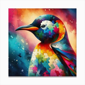 Abstract Puzzle Art Penguin 3 Canvas Print