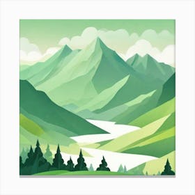 Misty mountains background in green tone 6 Canvas Print