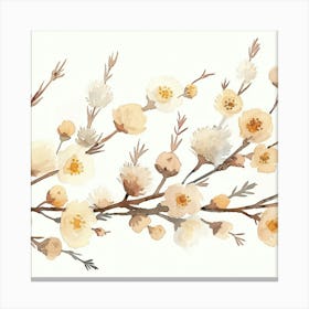 Watercolor Flowers On A Branch Canvas Print