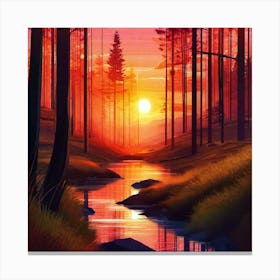 Sunset In The Forest 40 Canvas Print