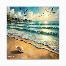 Seagulls On The Beach Canvas Print