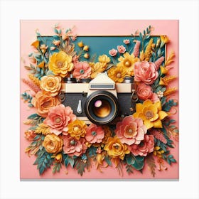 Vintage Camera With Flowers Canvas Print