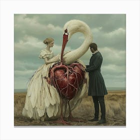 Swan With A Heart Canvas Print