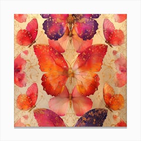 Butterflies On A Gold Background Canvas Print