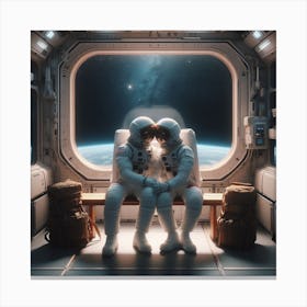 Two Astronauts In Space 2 Canvas Print