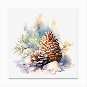 Watercolor Pine Cones Canvas Print