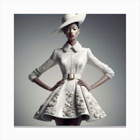 White Dress And Hat Canvas Print