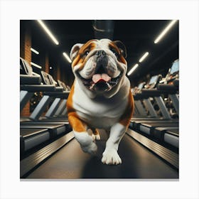 Bulldog Running On Treadmill Canvas Print