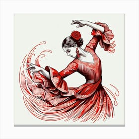 Line Art Flamenco Dancer 2 Canvas Print