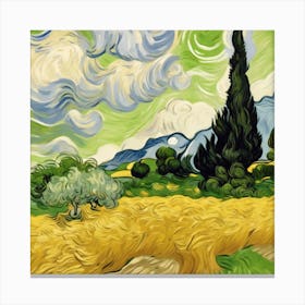 A Wheatfield With Cypresses, Vincent van Gogh 4 Canvas Print