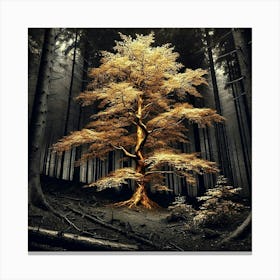 Golden Tree In The Forest 4 Canvas Print