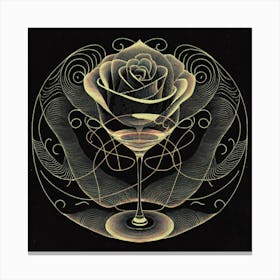 A rose in a glass of water among wavy threads 15 Canvas Print