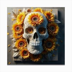 Sunflower Skull 1 Canvas Print