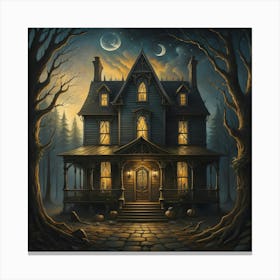 Spooky Haunted House Canvas Print