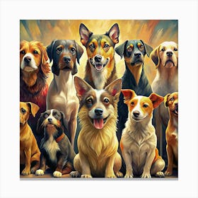 A Group Of Adorable Dogs Sitting Together Canvas Print