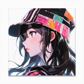 Anime Girl With Hat 1 Canvas Print