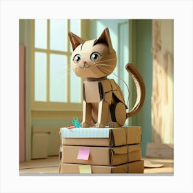 Cardboard Cat Wall Decoration Canvas Print