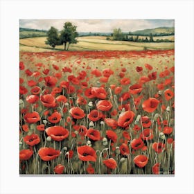 Poppies In The Field Canvas Print