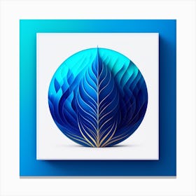 Abstract Blue Leaf Canvas Print