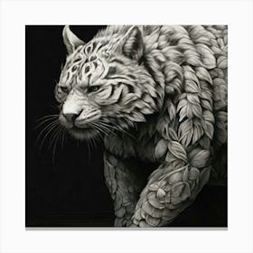 Tiger With Leaves Canvas Print