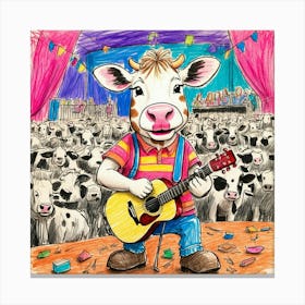 Cow Playing Guitar 10 Canvas Print