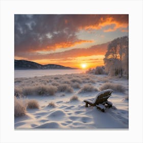 Sunset In The Snow 1 Canvas Print
