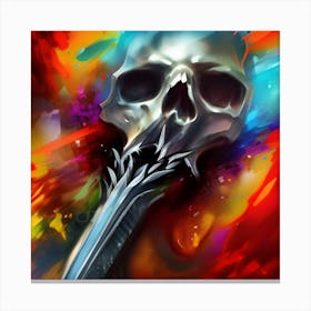 Skull With Sword Multicolored Canvas Print