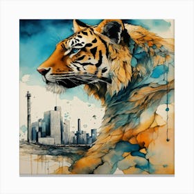 Tiger In The City Canvas Print