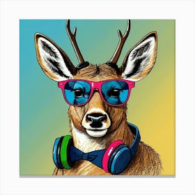 Deer With Headphones 15 Canvas Print