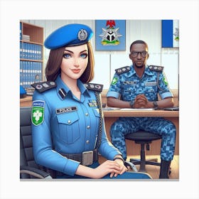 Police Officer And Police Officer Canvas Print