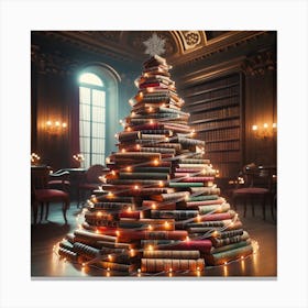 Books Christmas Tree Canvas Print