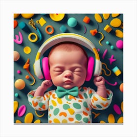 Baby Listening To Music 1 Canvas Print