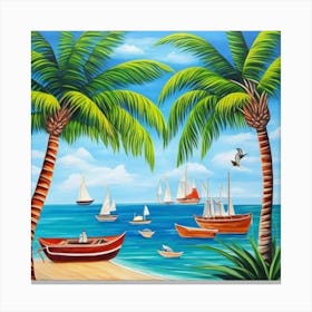 Palm Trees On The Beach 7 Canvas Print