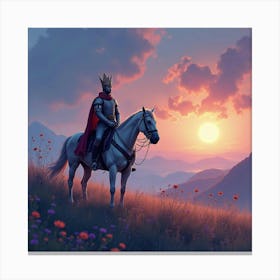 Gallant King With Watercolor Twilight Meadow 1 Canvas Print